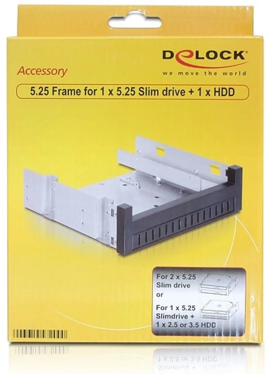 Delock 5,25" Slim Drive & HDD/SSD Montageframe - 2 Stuks - Zwart