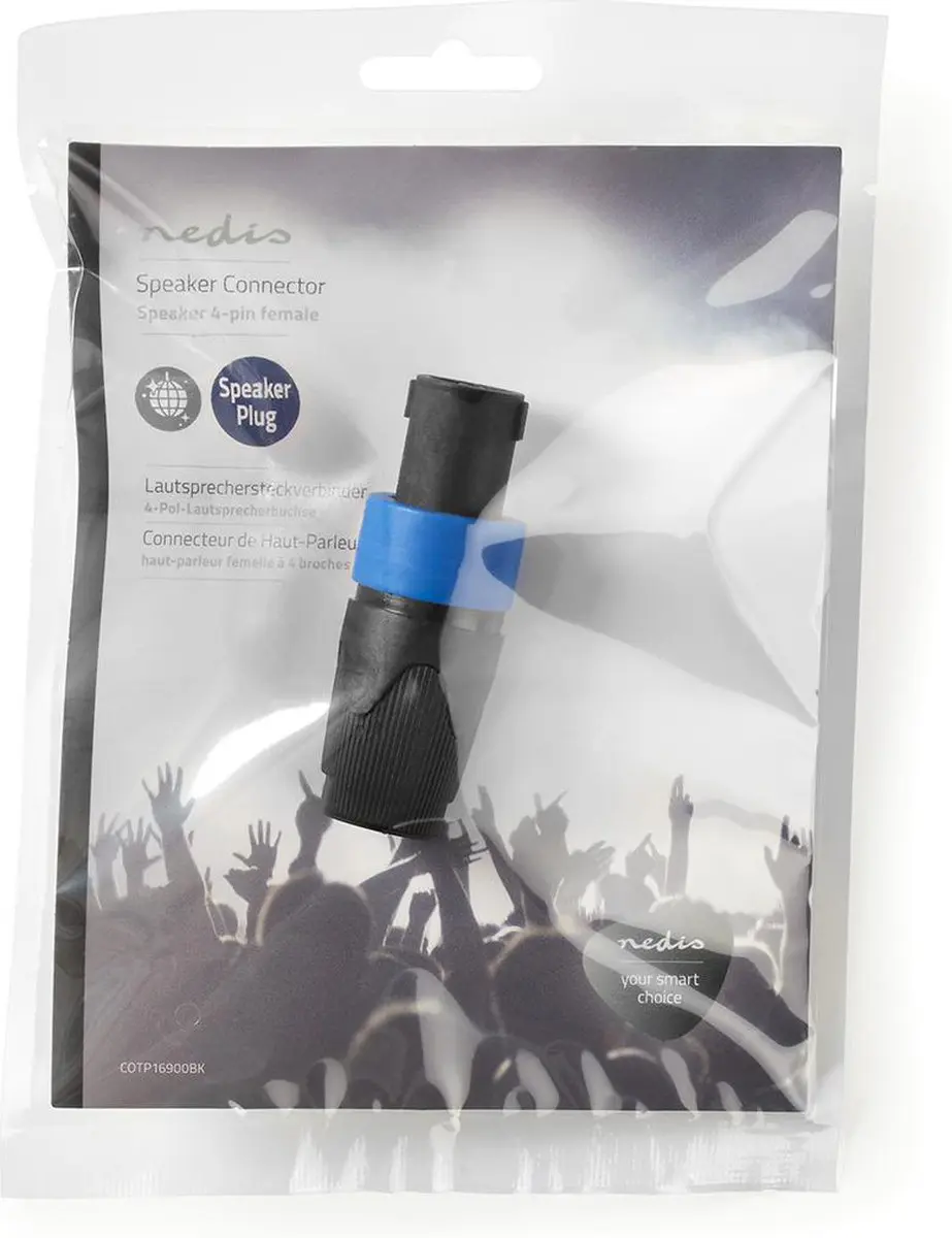 Nedis Speaker-Connector Mannelijk 8mm - Vernikkeld - Zwart