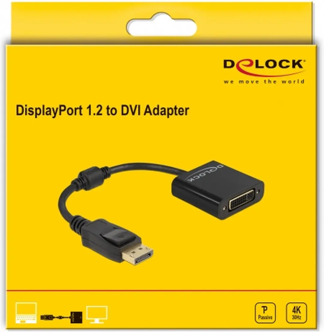 Delock DisplayPort 1.2 naar DVI Adapter - 4K - Zwart