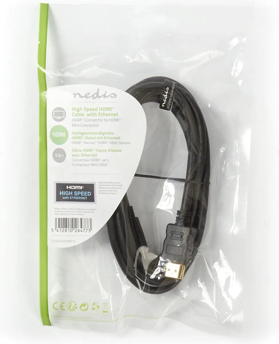 Nedis HDMI-Kabel CVGL34500BK15 4K 10.2Gbps 1.5m - Zwart