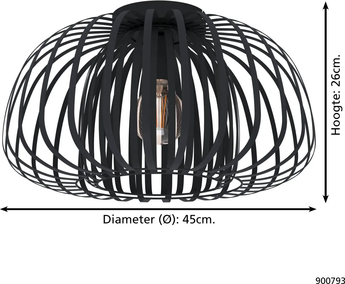 Eglo Encinitos Plafondlamp E27 - Ø45cm - Zwart
