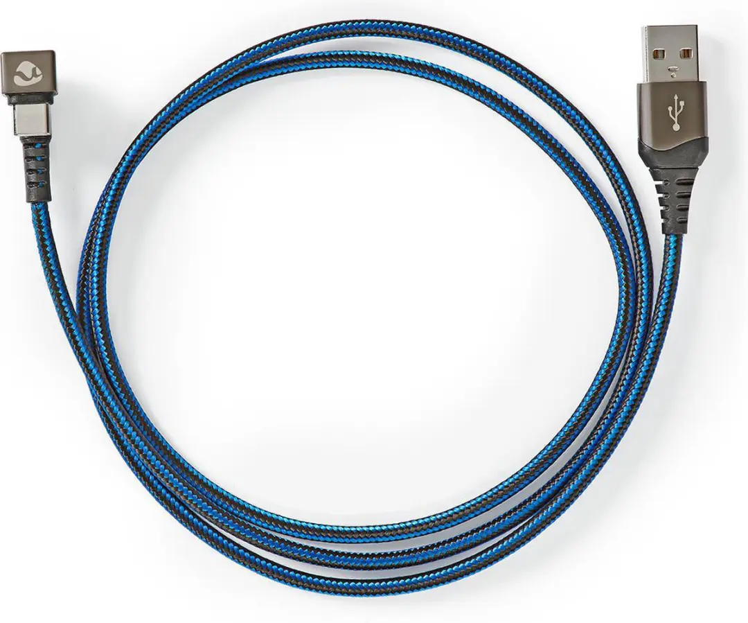 Nedis USB 2.0 USB-A naar USB-C Kabel 1m - Verguld - Blauw/Zwart