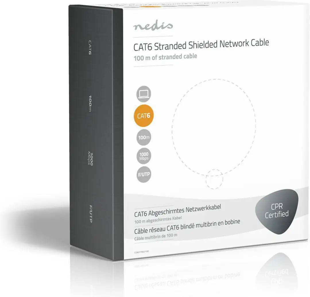 Nedis CAT6 Netwerkkabel Rol 100m - Grijs