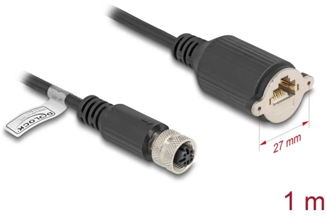Delock M12 D-coded 4-pin Kabel RJ45