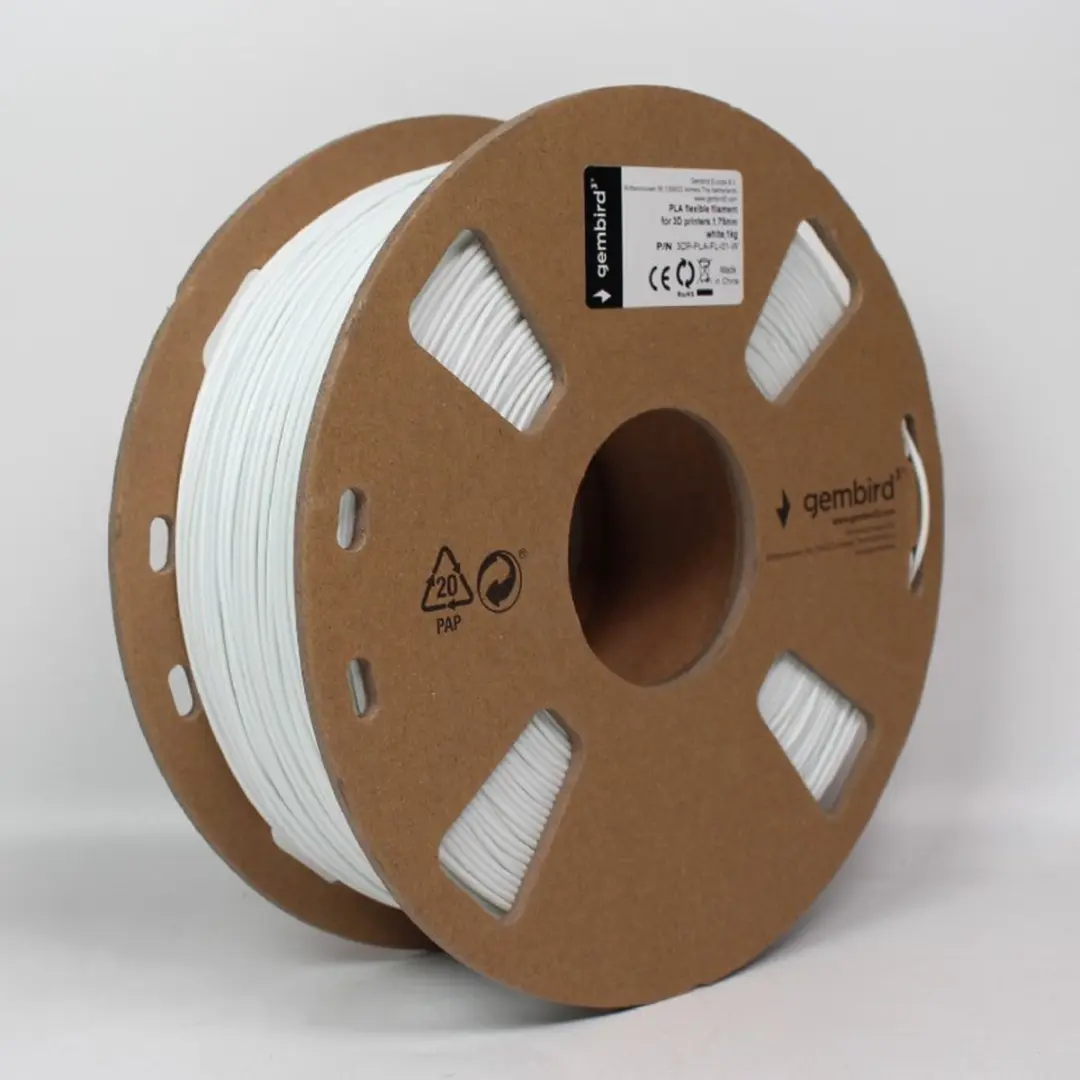 Gembird PLA Flexibel Wit 1.75mm - 1kg