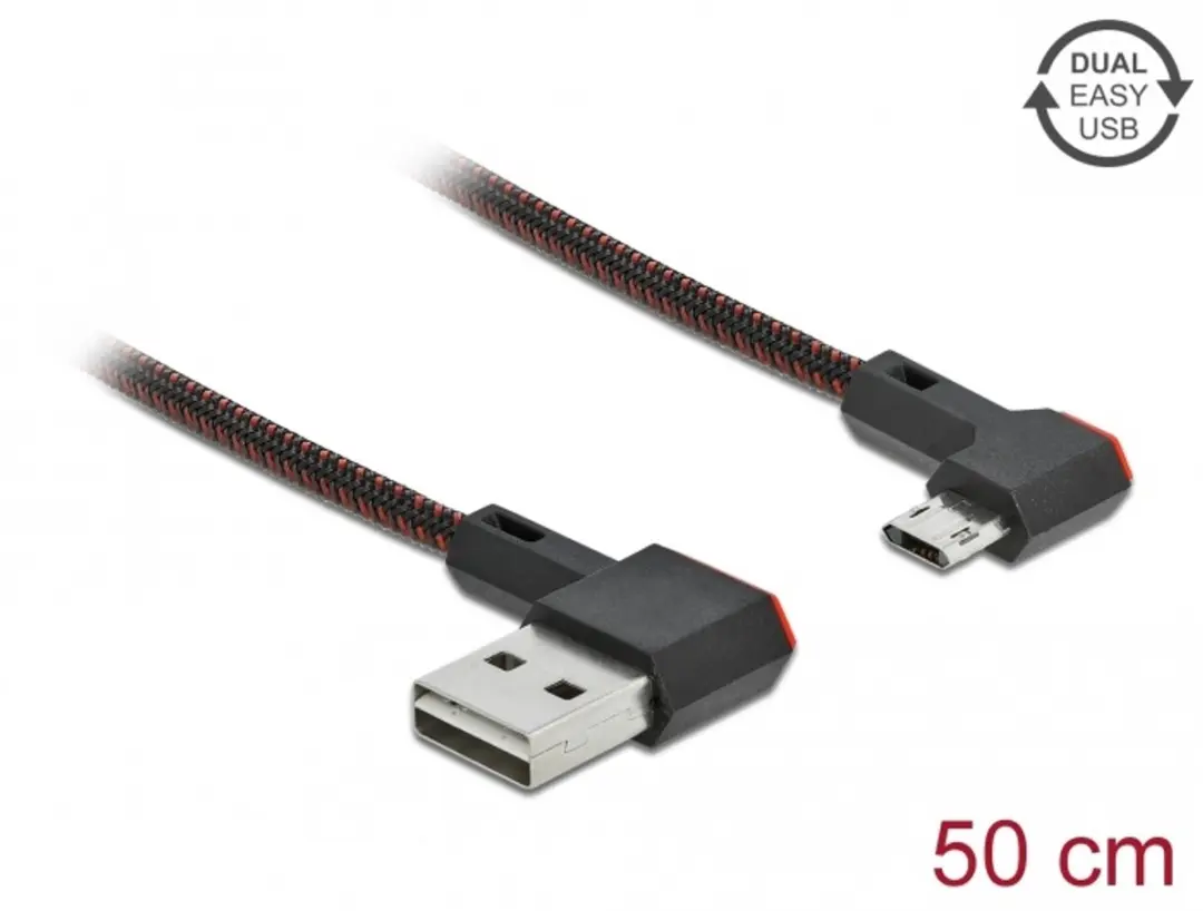 Delock Easy-Micro USB Kabel USB2.0 - 0,5m - Zwart/Rood