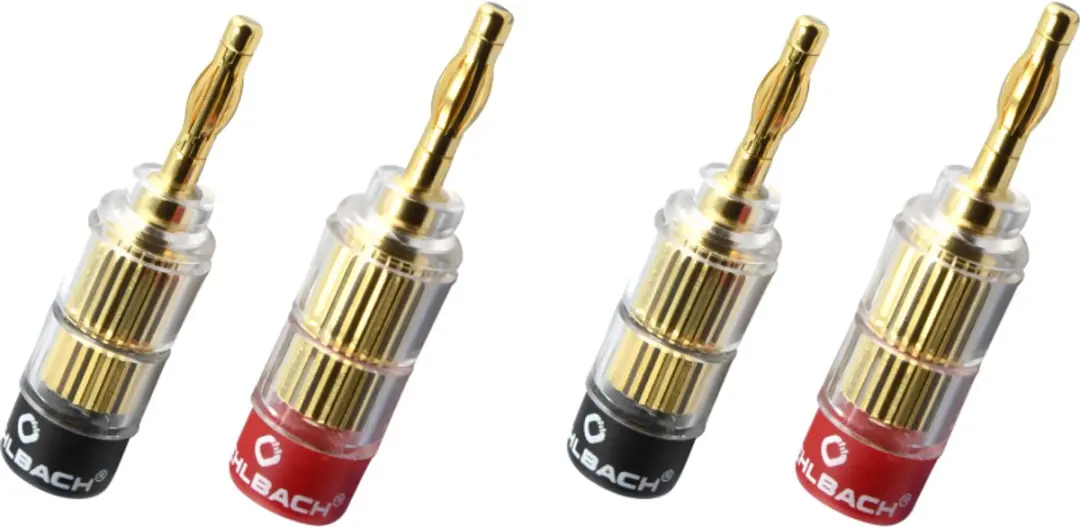 Oehlbach Excellence Banaanstekkers - 4 Stuks - Goud/Rood/Zwart