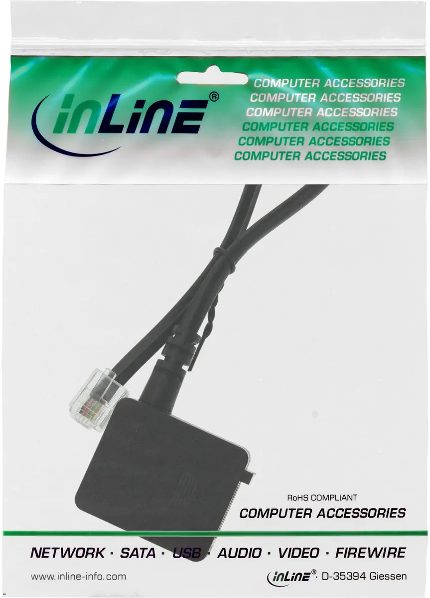 InLine TAE Adapterkabel RJ11 male naar TAE-F female 0,2m - Zwart