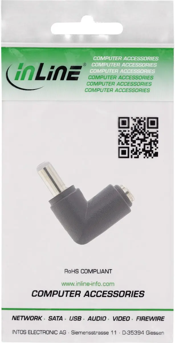 InLine DC Haakse Adapter 5,5x2,5mm - 5V/3A - Zwart