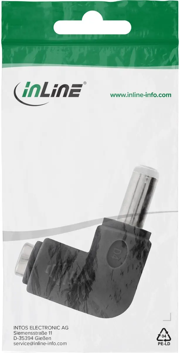 InLine DC Haakse Adapter 5,5x2,5mm - 5V/3A - Zwart