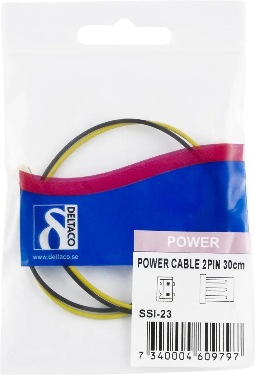Deltaco SSI-23 Kabeladapter - 3-pin naar 2-pin - Zwart/Geel
