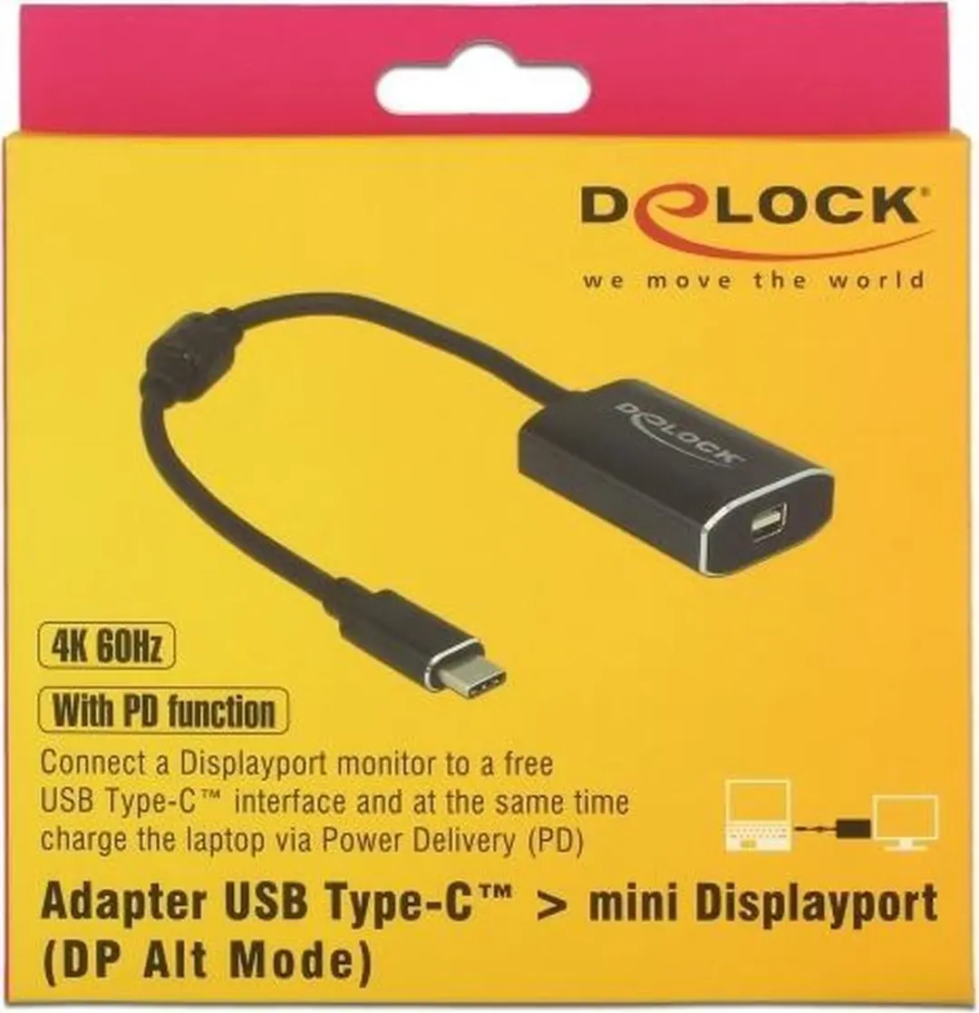 Delock USB-C naar Mini DisplayPort Adapter 4K60 - 0,2m - Zwart