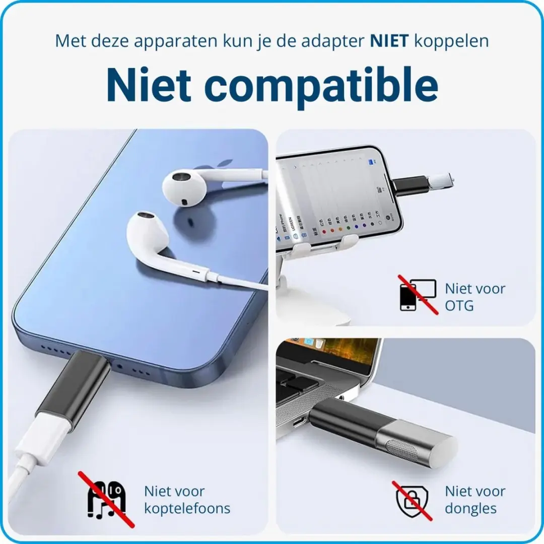 Selected Lightning naar USB-C Adapter 60W - iPhone 15/16 Serie - Zwart