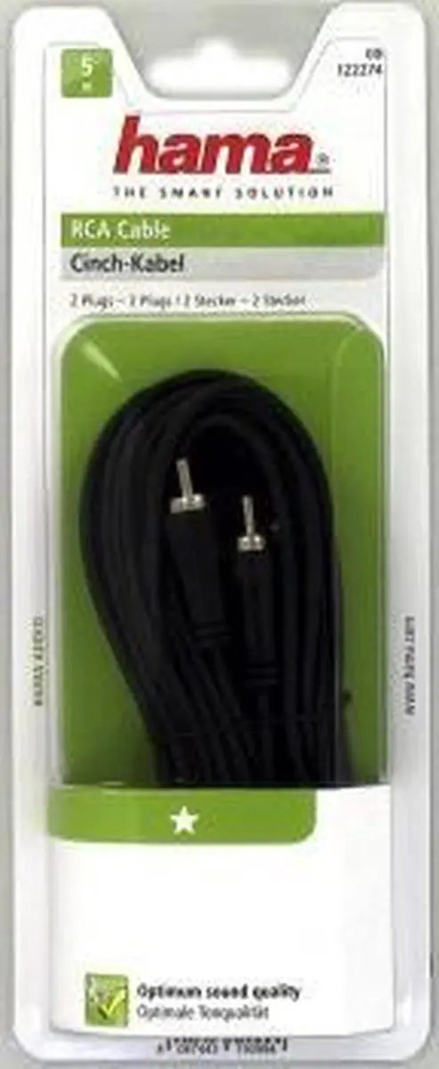 Hama Audiokabel 2 Cinch 5.0m - Zwart