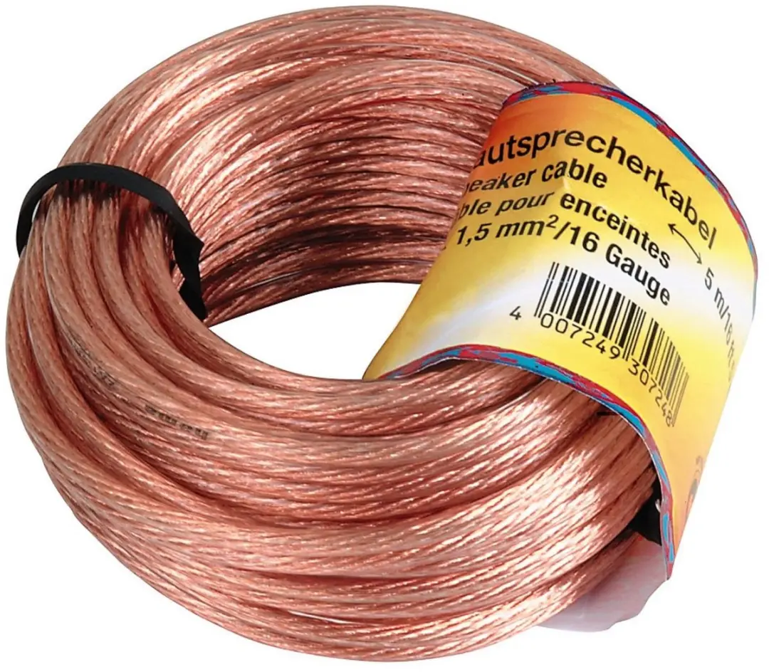 Luidsprekerkabel 2x 1,5 mm² 10m transparant