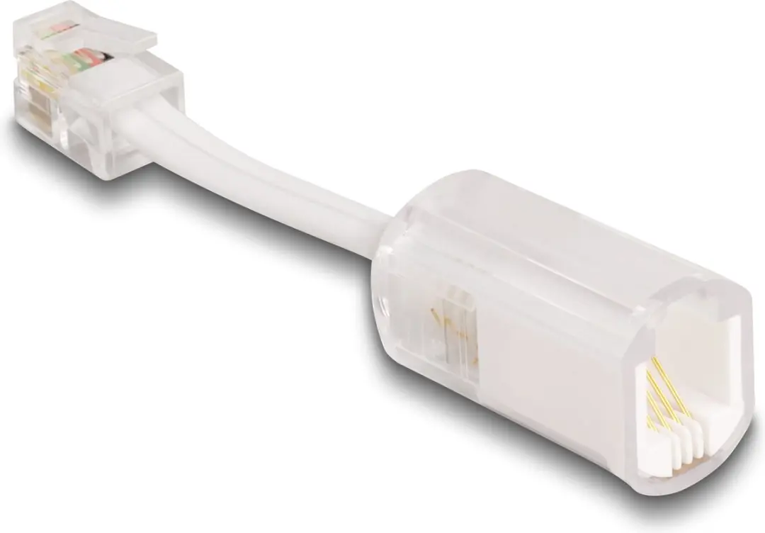 Delock Telefoonkabel RJ10 naar RJ10 - 30mm Transparant/Wit