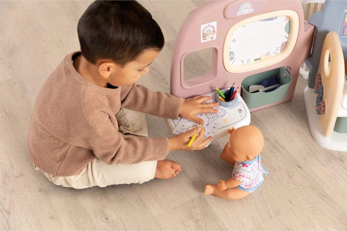 Smoby Baby Verzorgingscentrum - 5 Ruimtes - Blauw/Roz/Groen/Wit