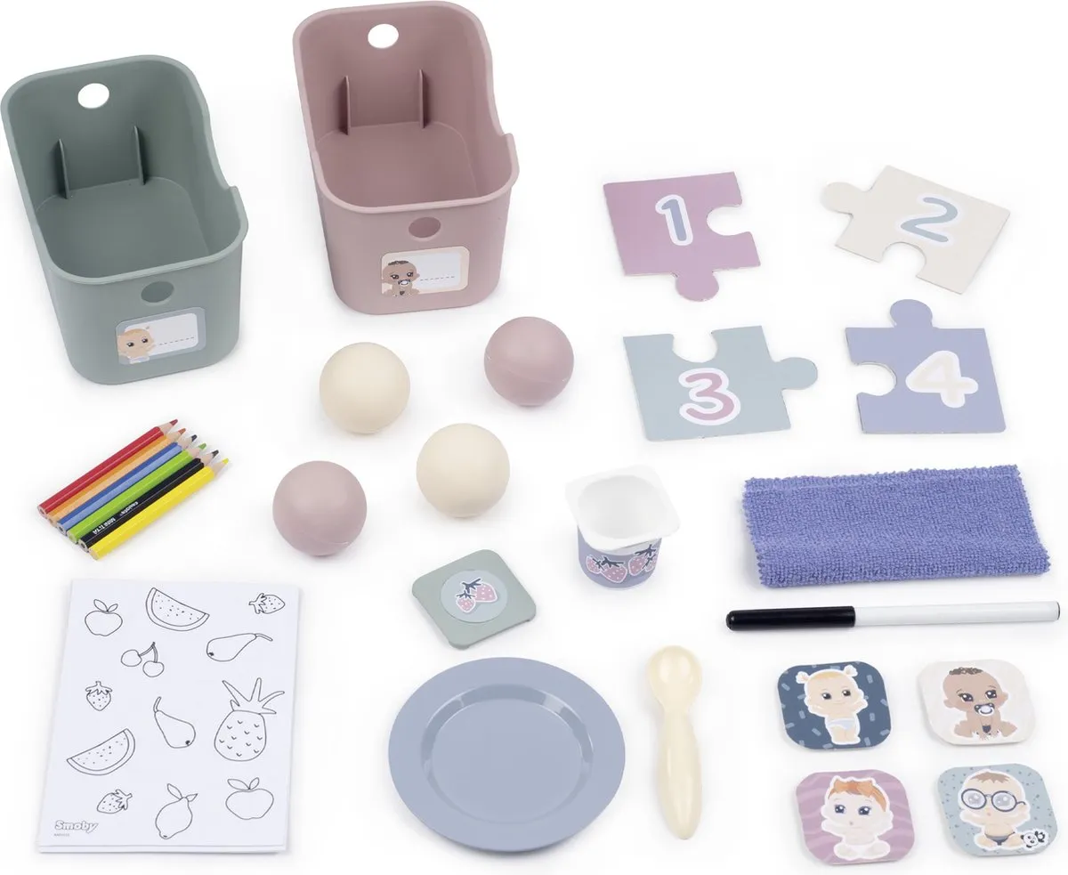 Smoby Baby Verzorgingscentrum - 5 Ruimtes - Blauw/Roz/Groen/Wit