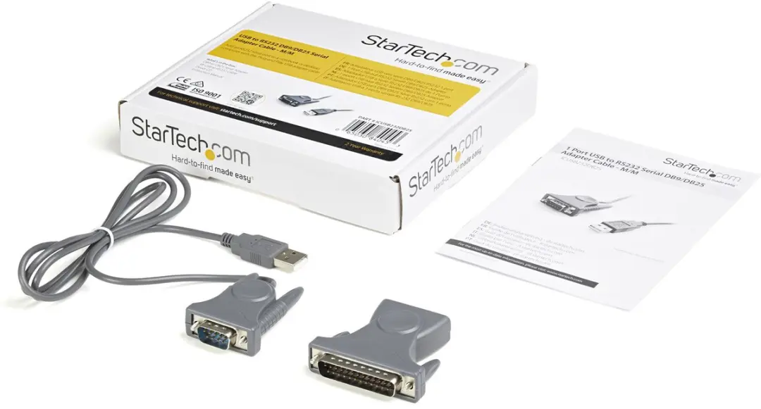 Startech USB naar RS232 DB9/DB25 Seriële Kabel - Zwart
