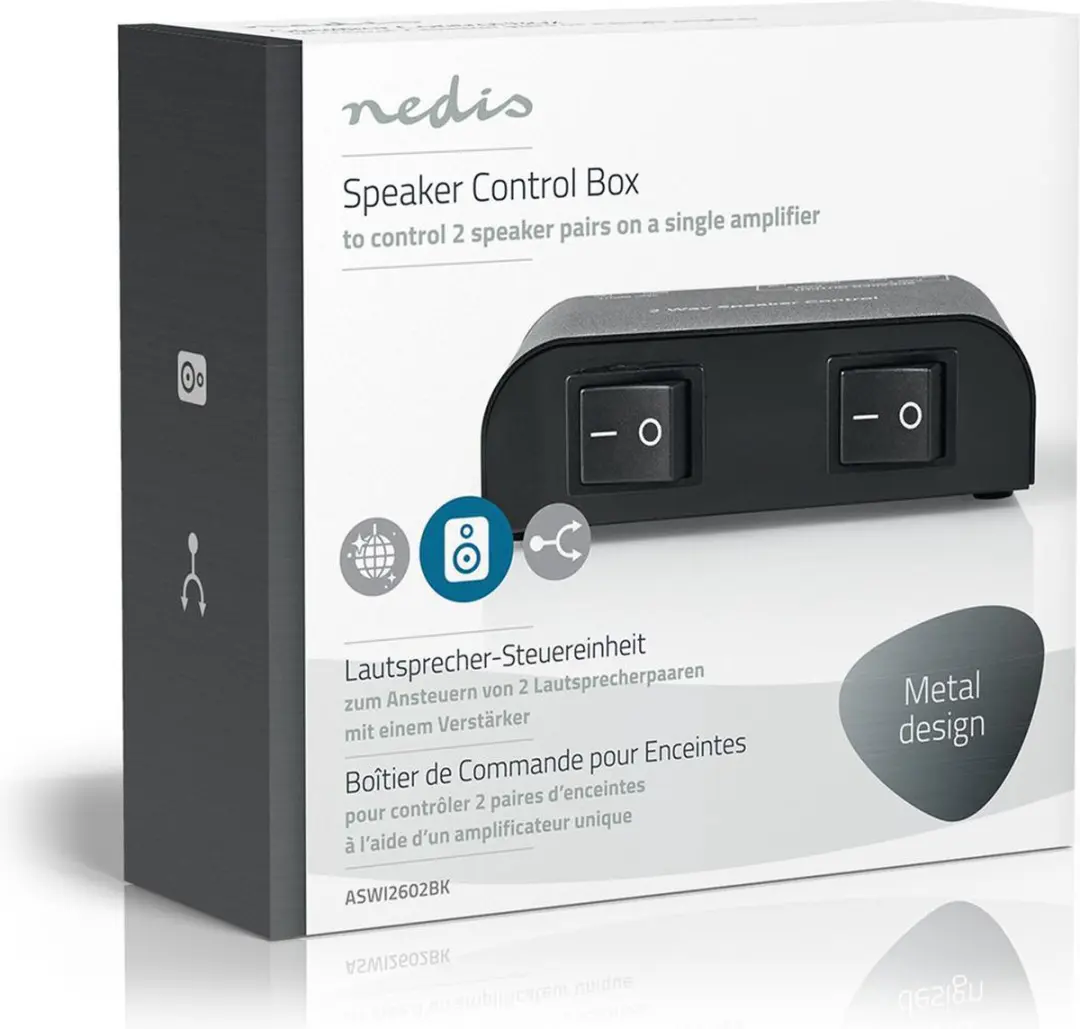 Nedis Speaker Control Box ASWI2602BK - 2 Poorten - 150W - afbeelding 6 van 6