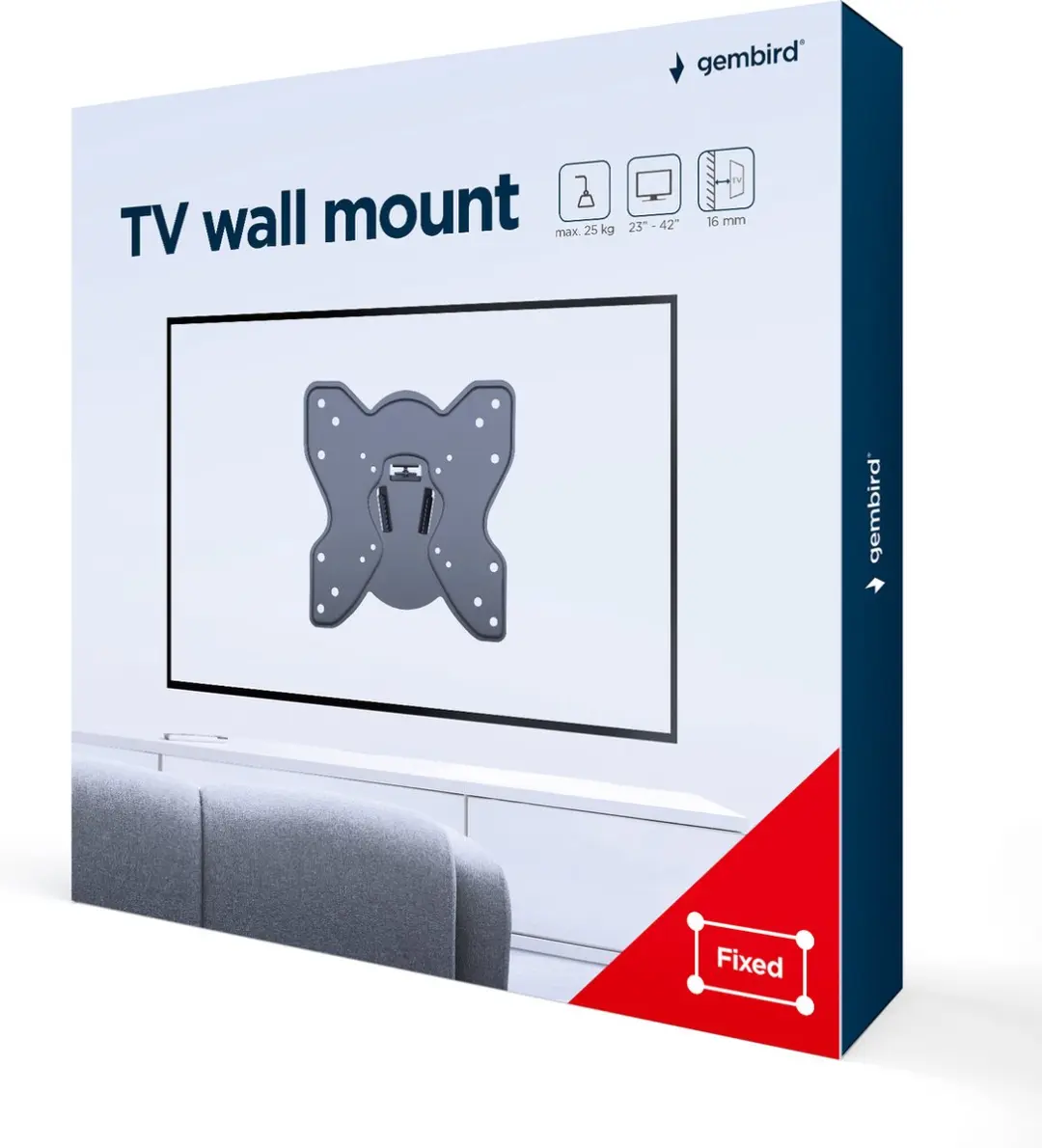 Gembird WM-42F-03 TV Muurbeugel Vast - 23-42" - Zwart