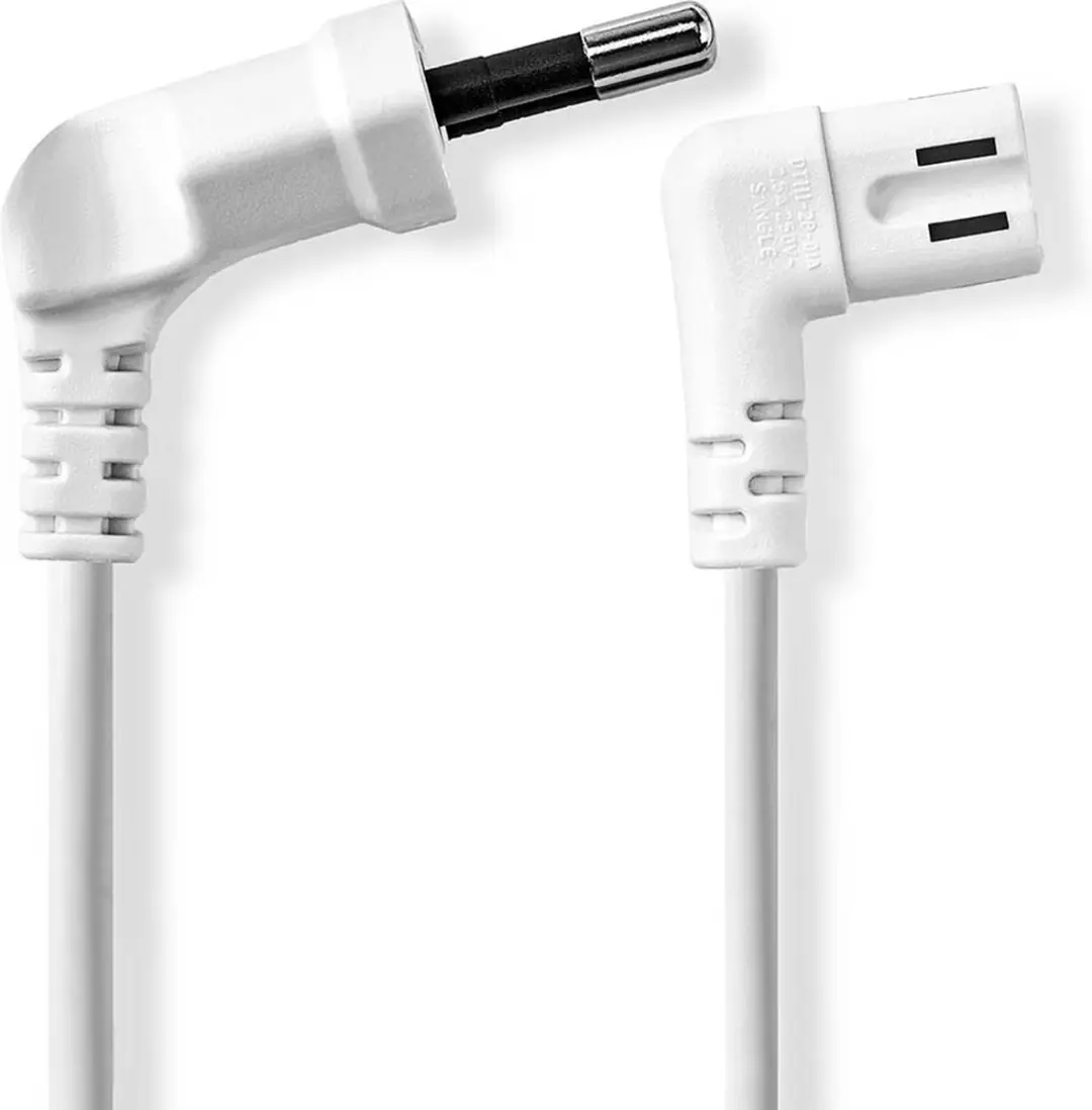 Nedis Euro Male IEC-320-C7 Gehoekte Stroomkabel 3.00m - Wit