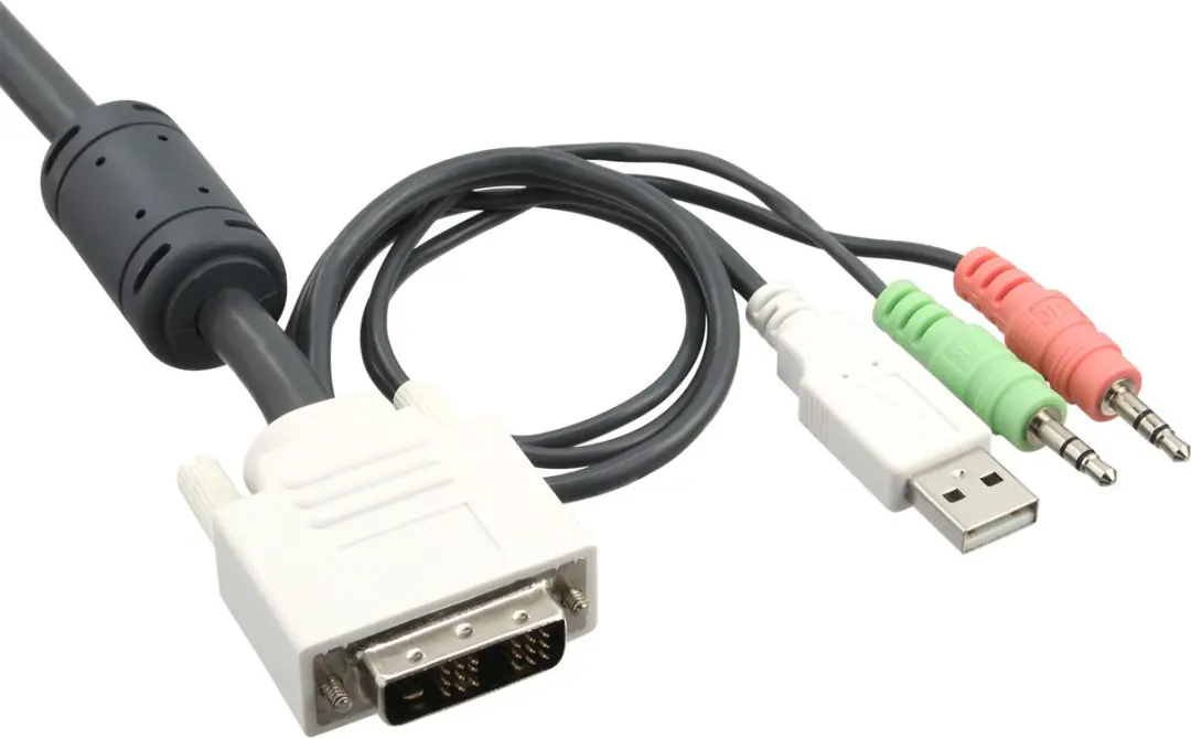 InLine® 4-Poorts Kabel KVM Switch, DVI-D, USB, met audio