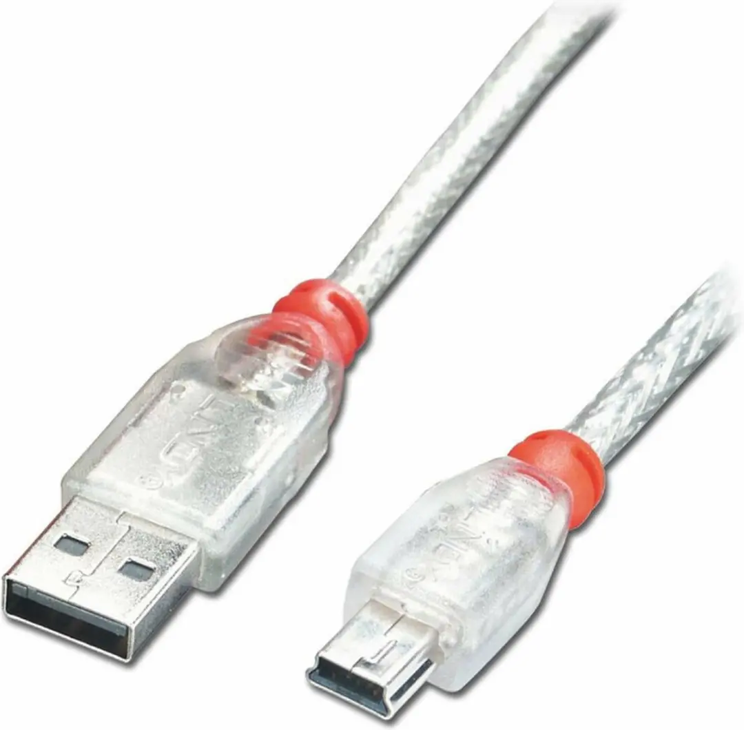 Lindy USB 2.0a naar Mini USB B Kabel 41783 - 2m - Transparant