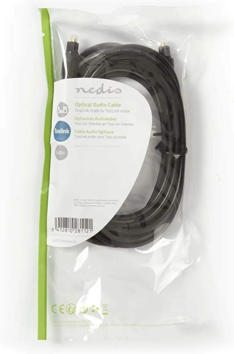 Nedis Optische Audiokabel TosLink 3m - Zwart - afbeelding 6 van 6