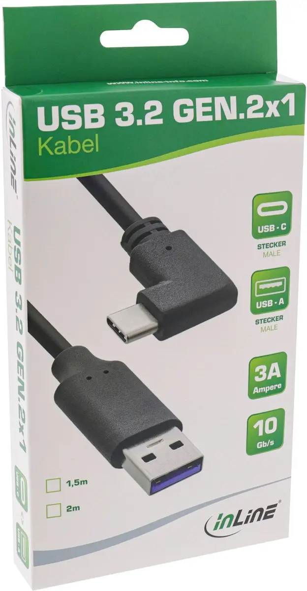 InLine USB 3.2 USB-C naar A Kabel 1,5m - Zwart
