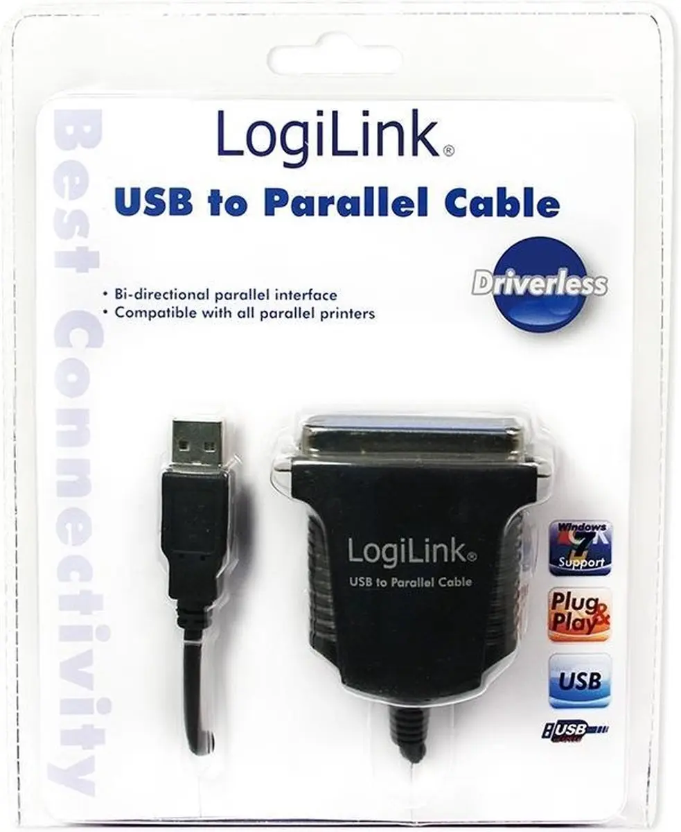 Logilink USB 1.1 Parallelkabel AU0003C - 1.70m Zwart