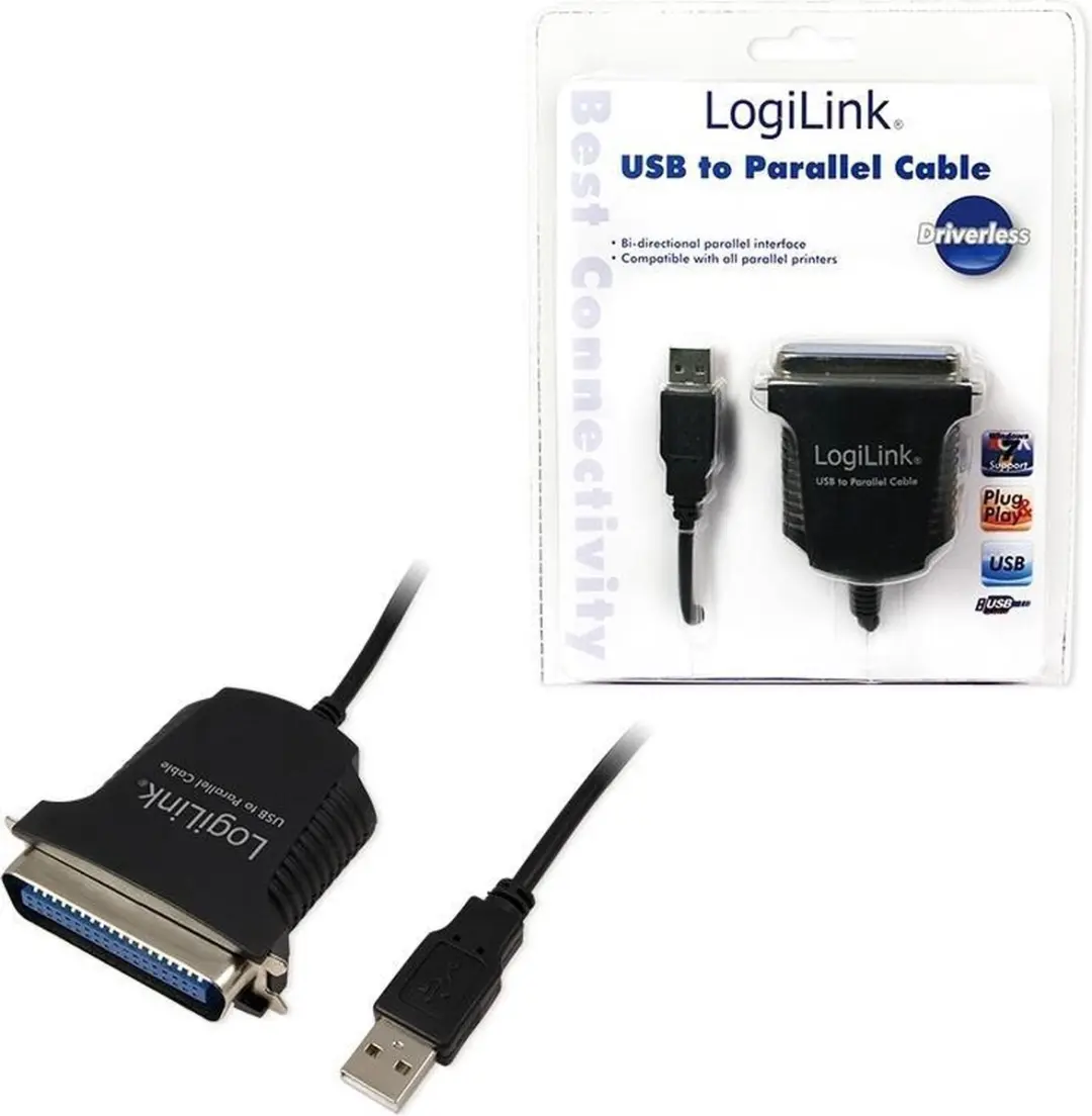 Logilink USB 1.1 Parallelkabel AU0003C - 1.70m Zwart