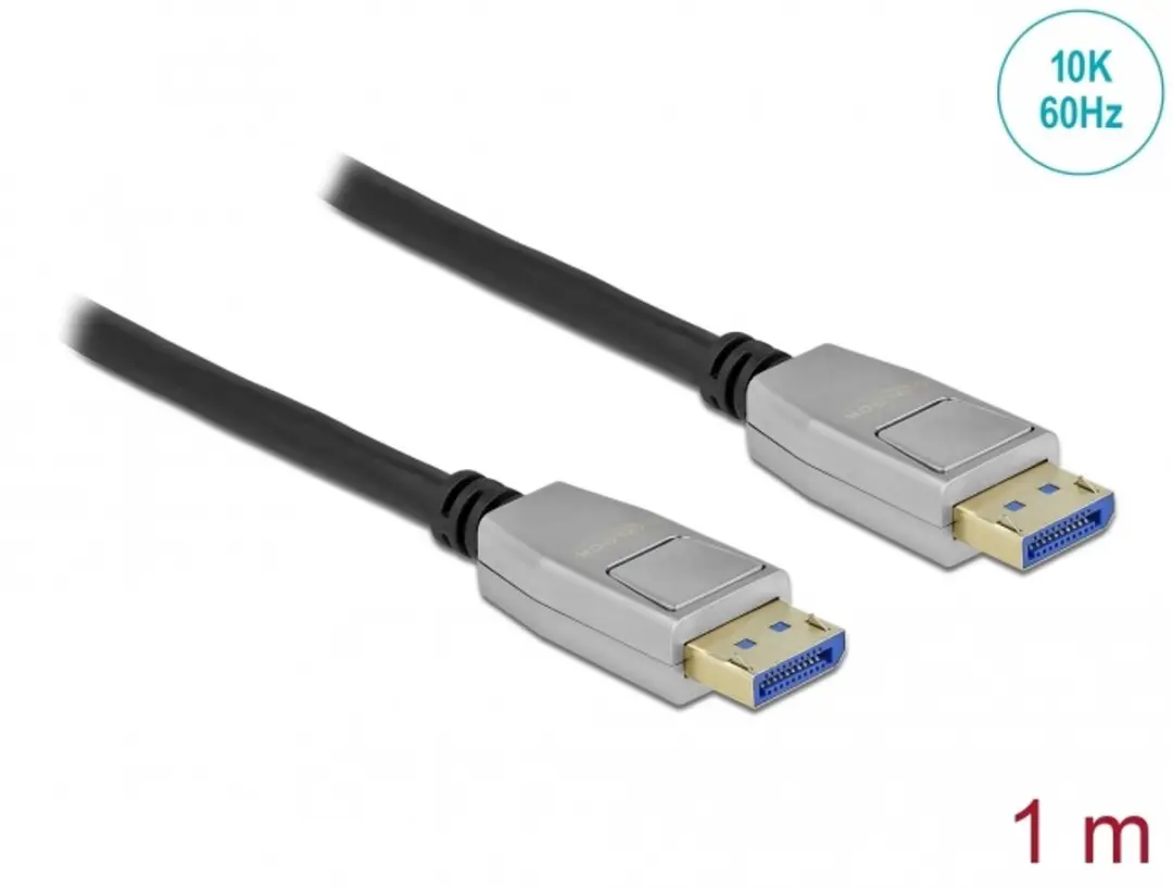 Delock DisplayPort Kabel DP2.1a 10K 60Hz 1m - Metaal - Zwart