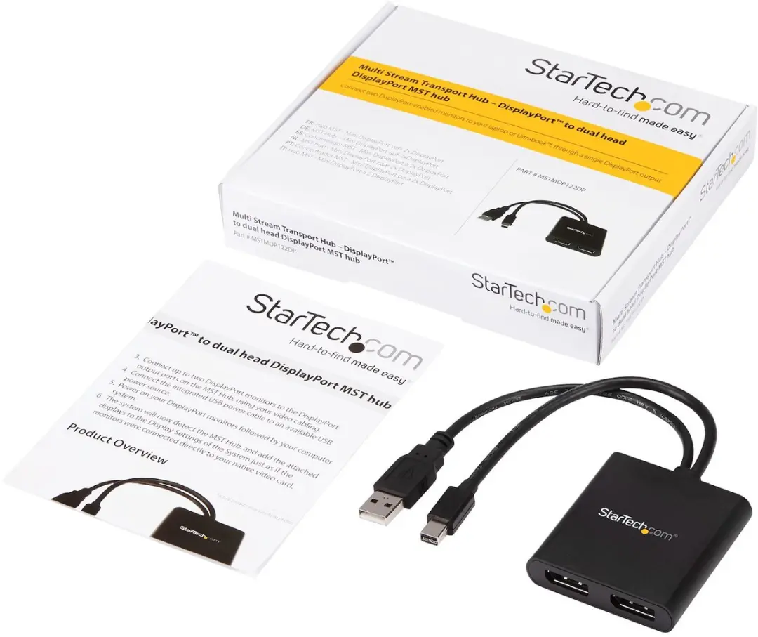 Startech MSTMDP122DP Mini DisplayPort naar DisplayPort Splitter - 2 Poorten - Zwart