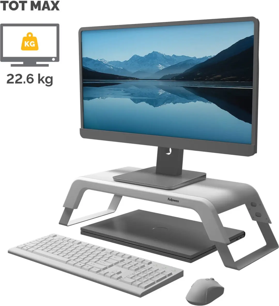 Fellowes Hana LT Monitorstandaard Wit - 3 Hoogtes