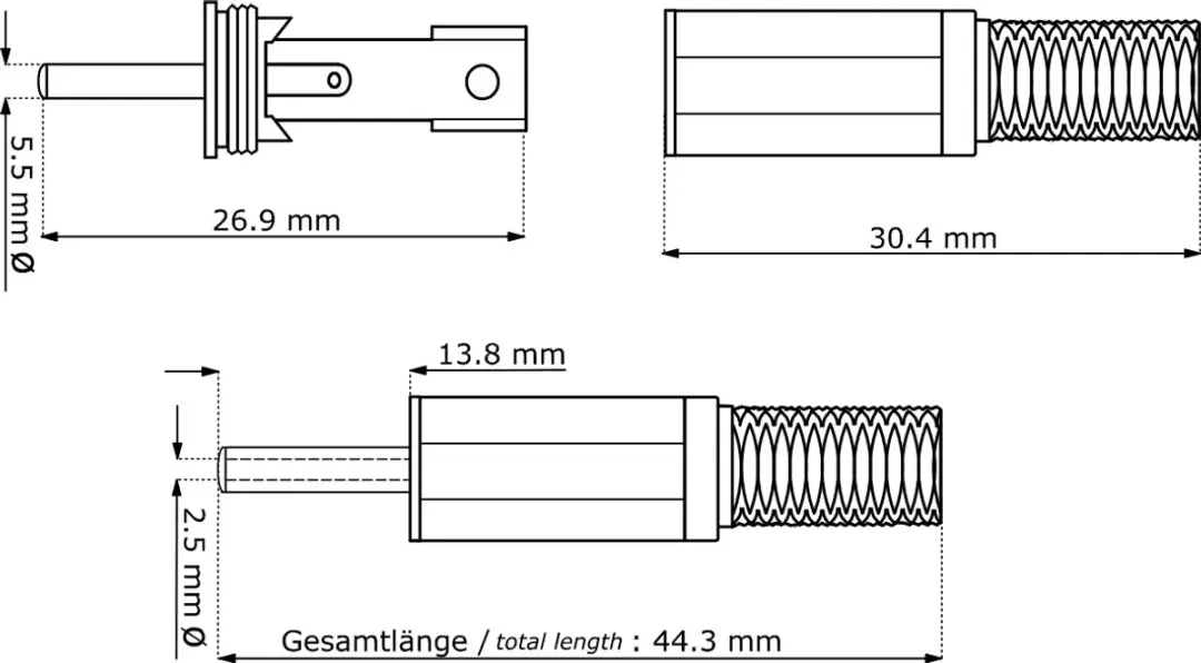 Goobay Soldeerbare DC-stekker 2,5x5,5mm - 14mm - Zwart