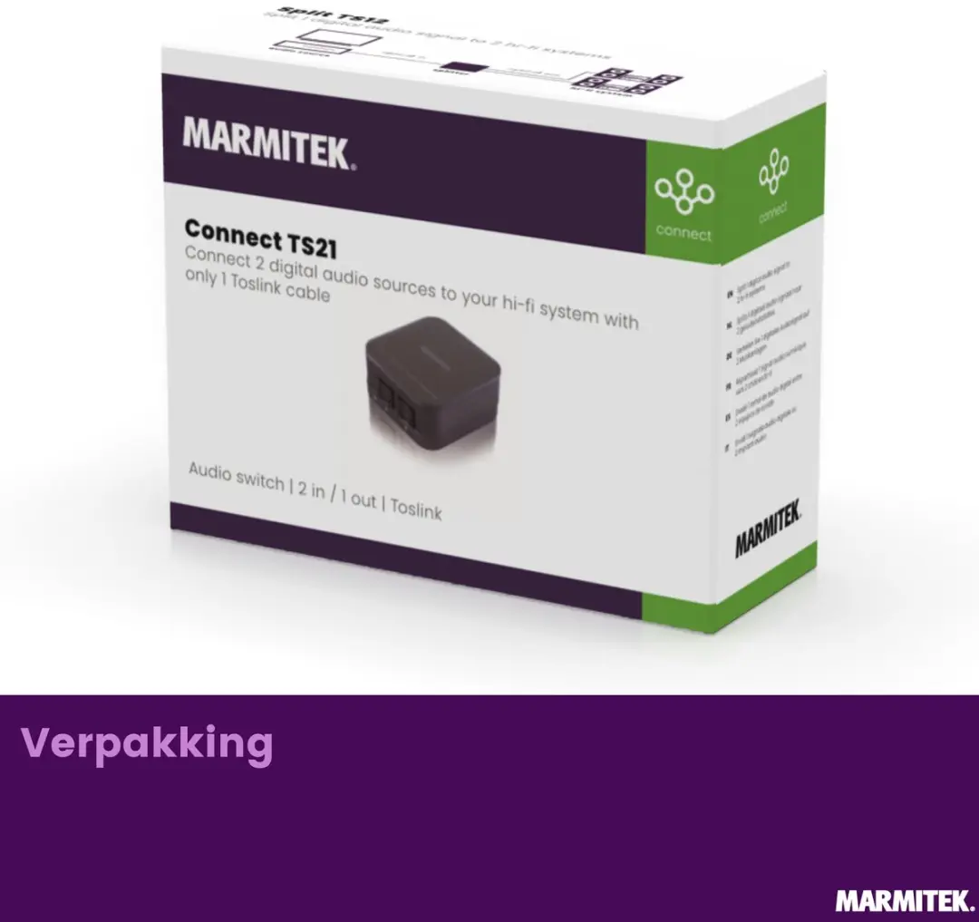 Marmitek Connect TS21 Optische Audio Switch 2 in/1 uit