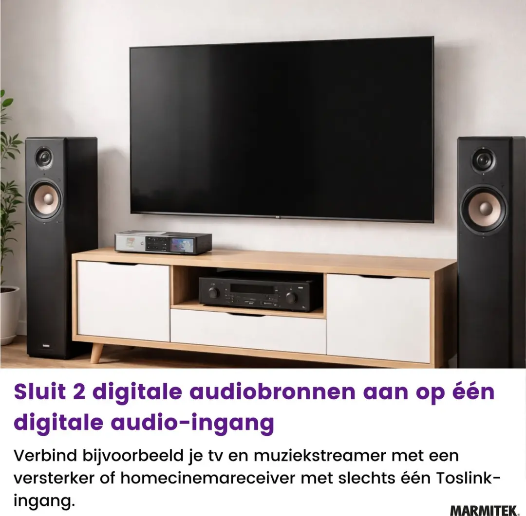 Marmitek Connect TS21 Optische Audio Switch 2 in/1 uit