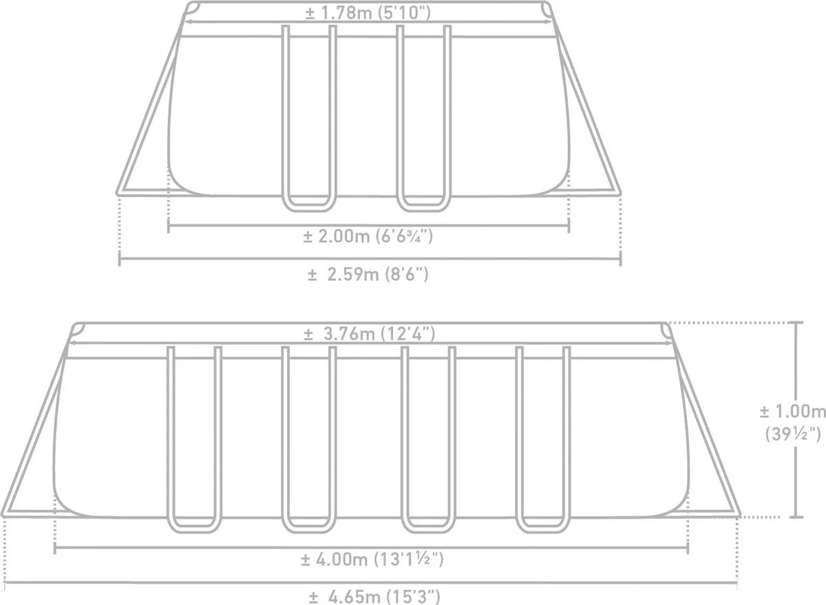 Intex Prism Frame 26788GN Opzetzwembad - 400x200x100cm - Lichtgrijs