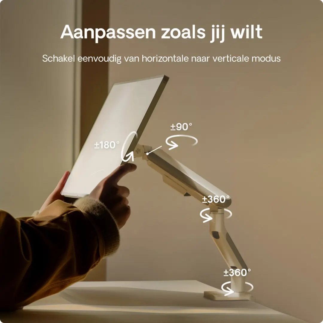 Desktronic Enkel Monitorarm Wit - VESA 75x75mm - 17-32" - SKU_419