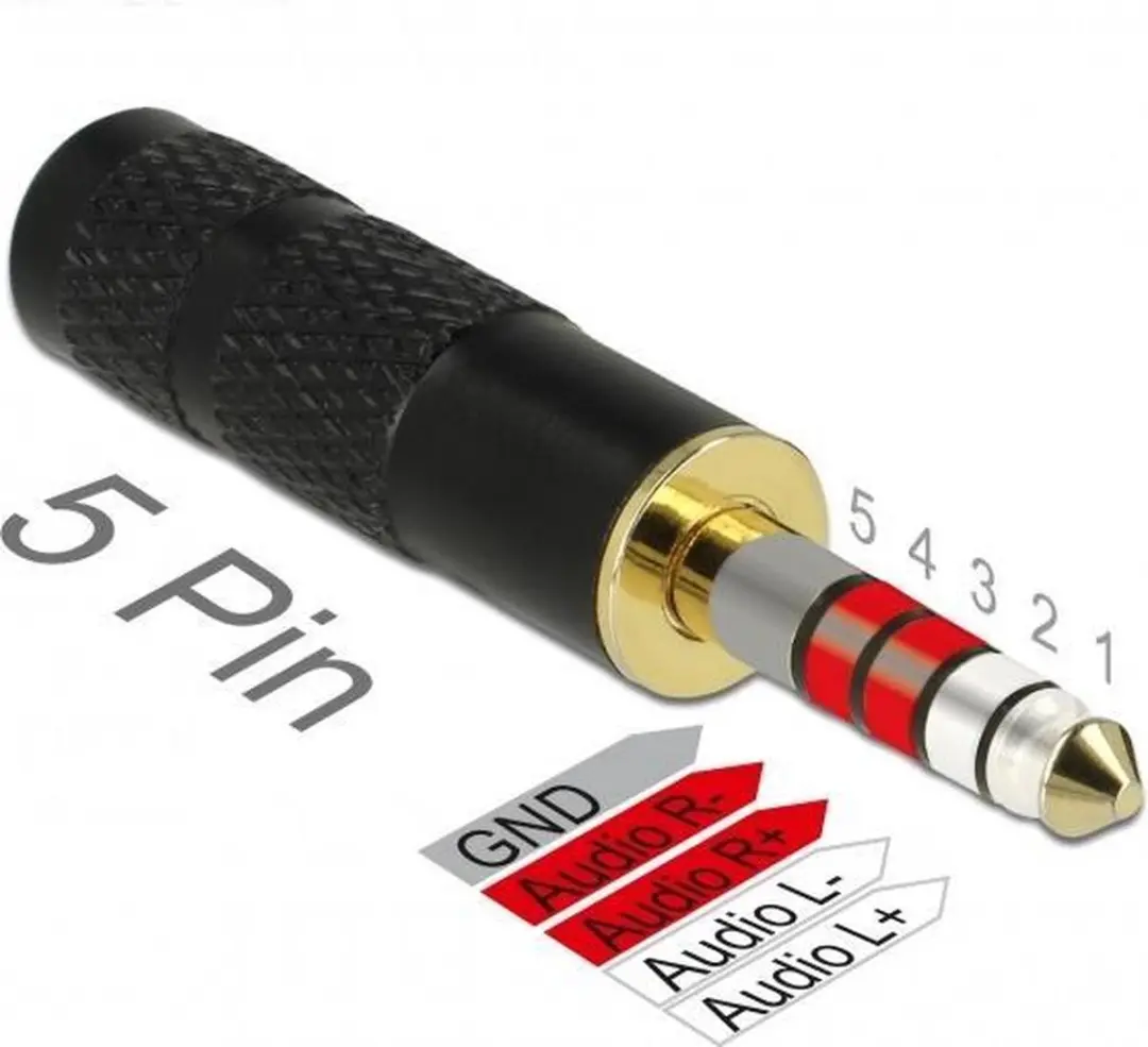 Delock 4,4mm Jack 5-polig naar 2,5mm Jack 4-polig Adapter - Zwart
