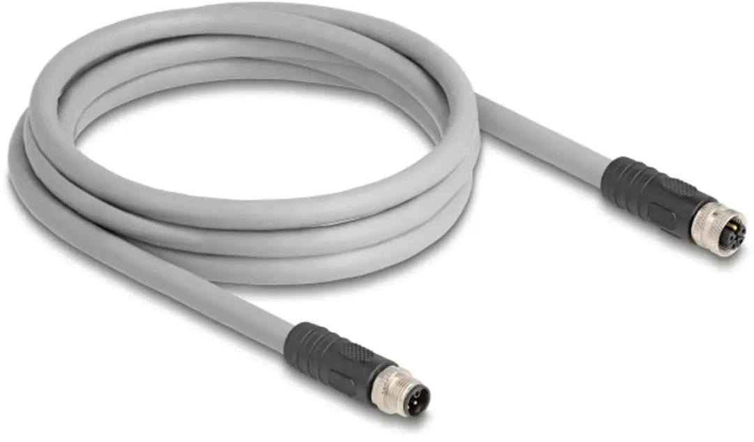 Delock M12 L-coded Kabel 5-polig M/F - 2m - Zwart