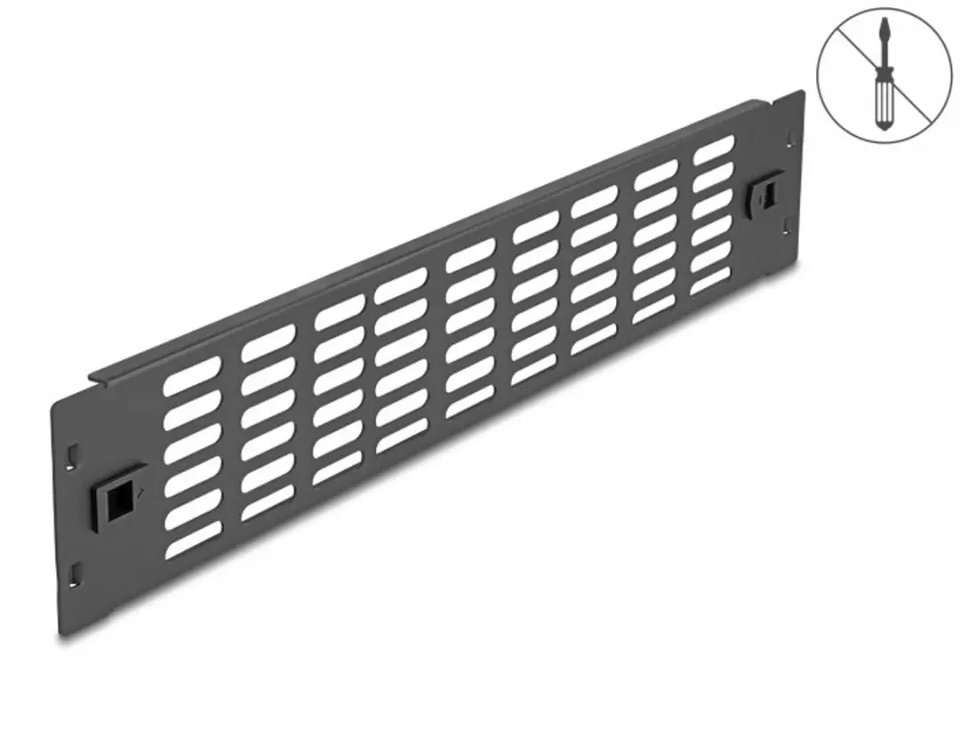 Delock 19 inch Ventilatiepaneel 2U - Zwart