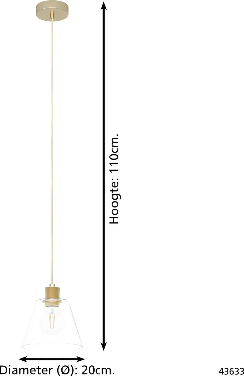 Eglo Copley Hanglamp Ø20cm - Goud - afbeelding 6 van 6