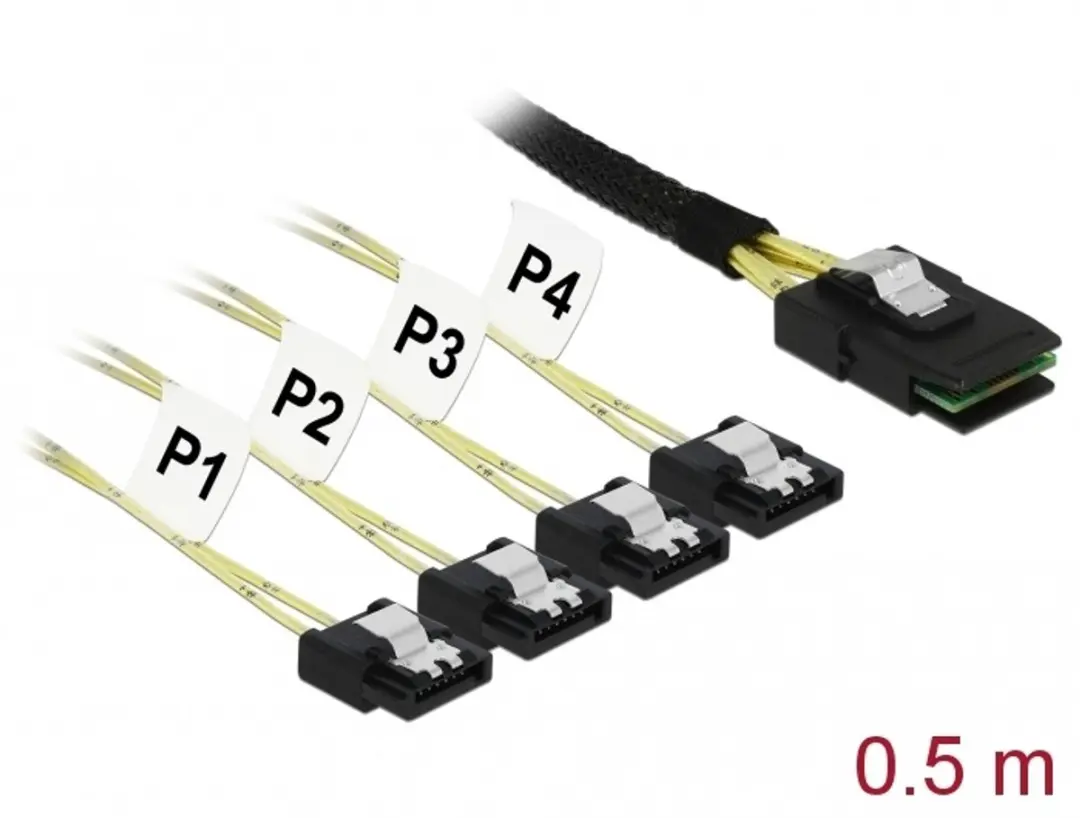 Delock Mini SAS naar 4x SATA Kabel 0.5m