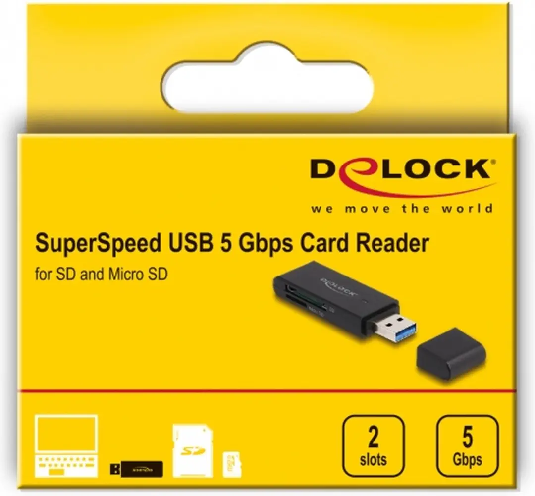 Delock Card Reader USB 5Gbps SD/MicroSD - Zwart - afbeelding 6 van 6