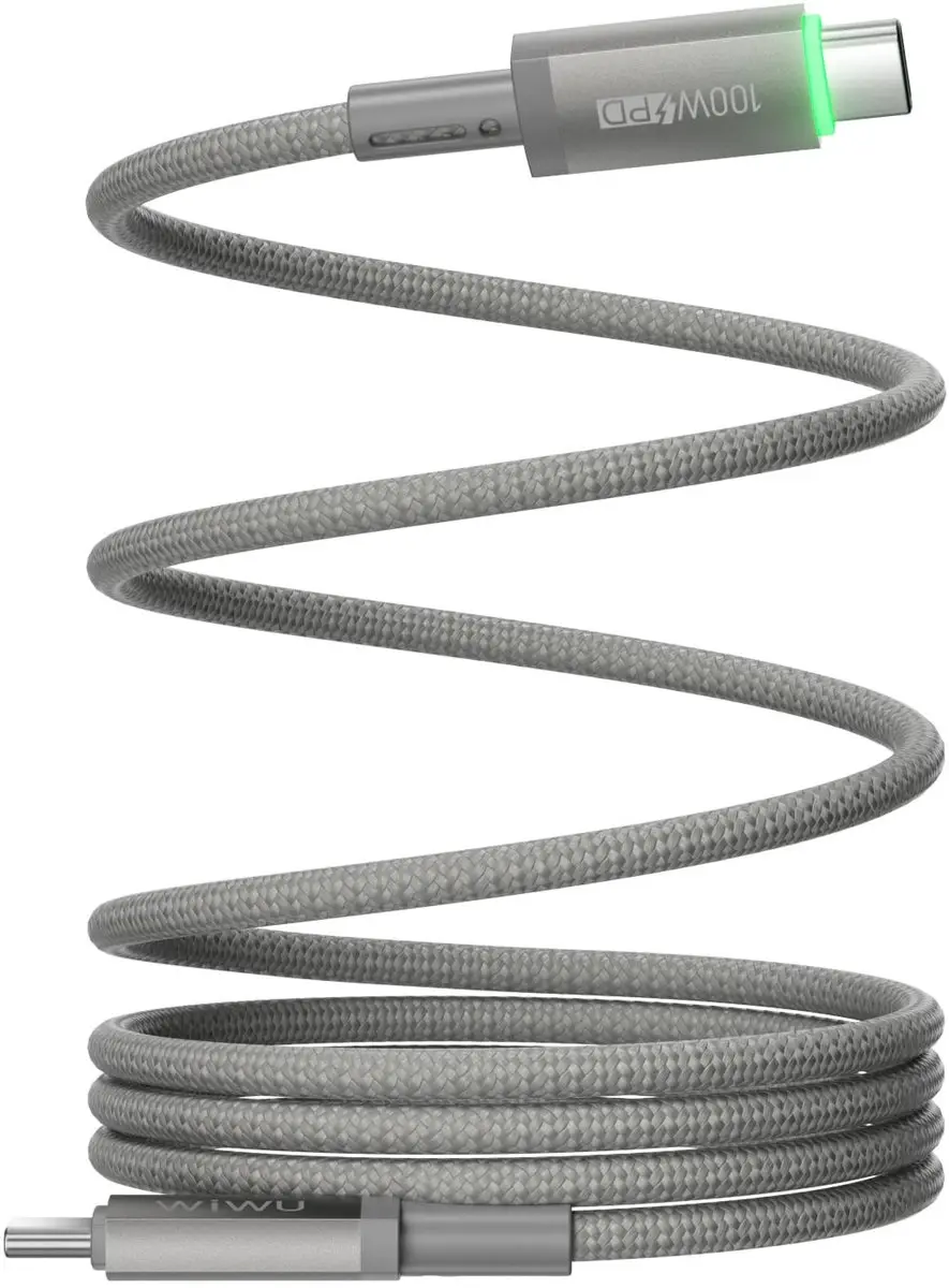 WiWu USB-C Kabel 100W Magnetisch Grijs - afbeelding 6 van 6