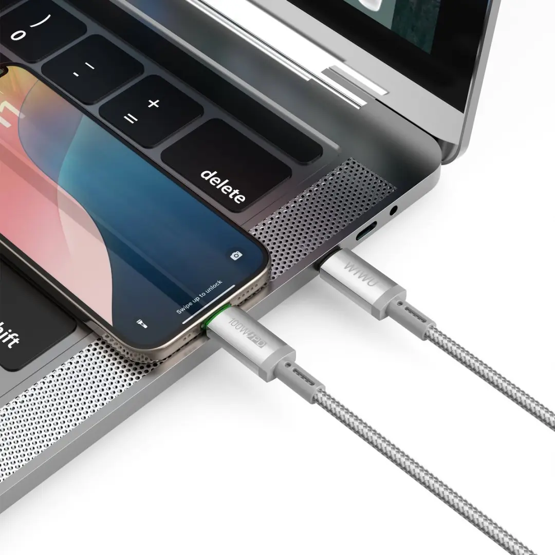 WiWu USB-C Kabel 100W Magnetisch Grijs - afbeelding 2 van 6