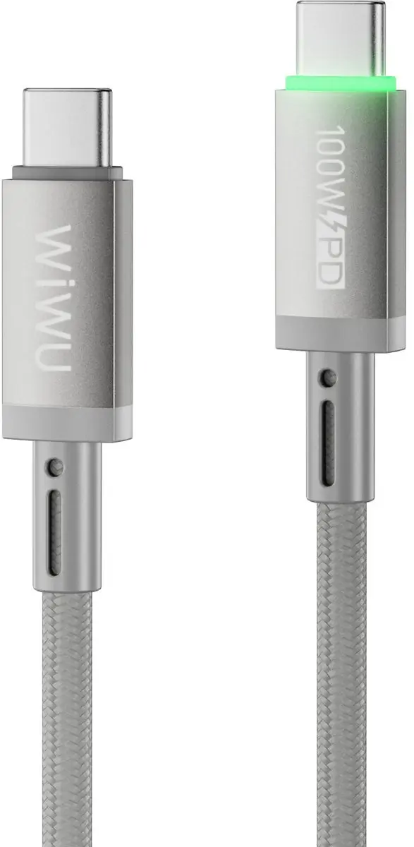 WiWu USB-C Kabel 100W Magnetisch Grijs - afbeelding 4 van 6