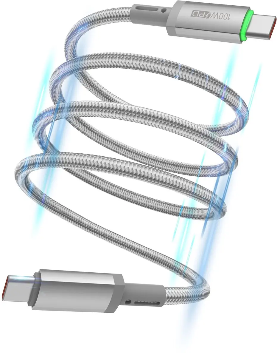 WiWu USB-C Kabel 100W Magnetisch Grijs
